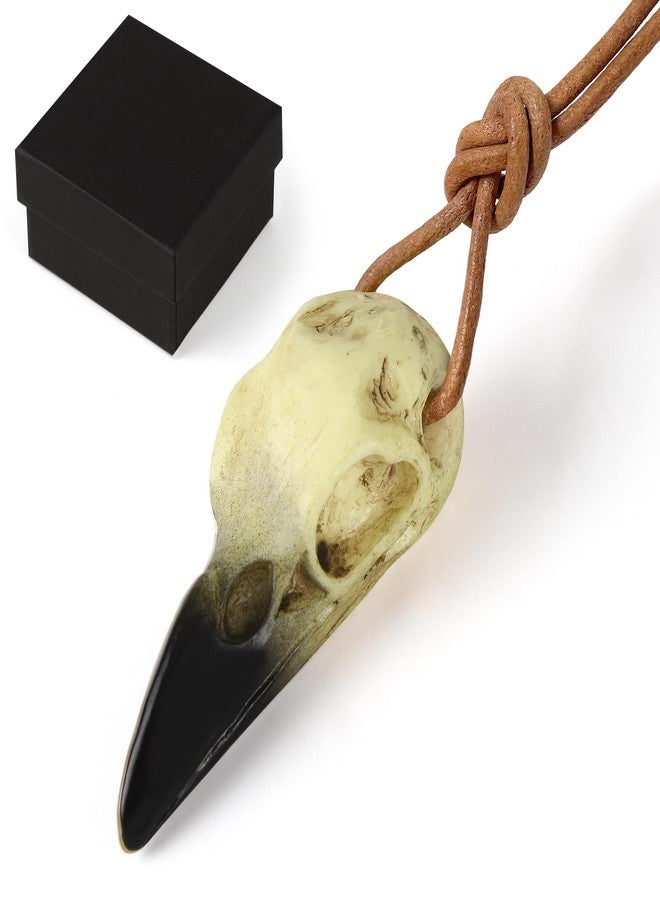 SHUS LIVE Halloween Raven Skull, Gothic Crows Decor Statue Animal Skull, Fake Bone Crow Decor Raven Costumes Cosplay, Bird Skeleton Viking Necklace Head Jewelry Pendant, Witchy Gift for Home Wall Decor - Image 1